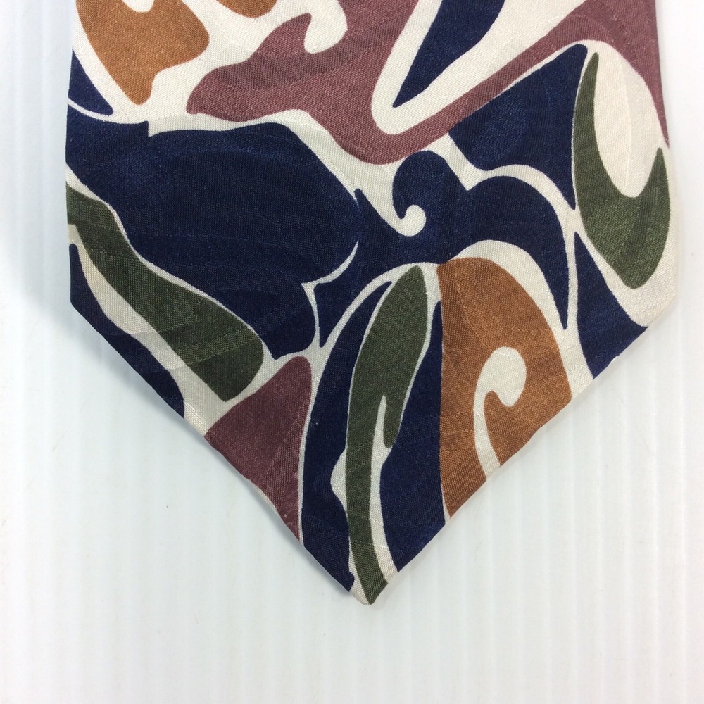 Screenplay Martin Wong Mens Tie 3.75 in x 58 L Silk White Olive Black